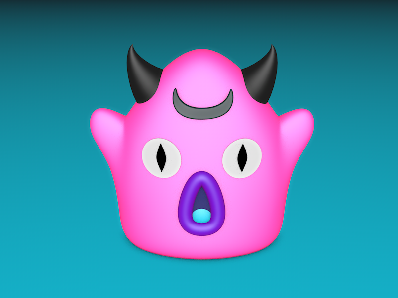 Pink jelly monster demon cute c4d 3d monster jelly pink
