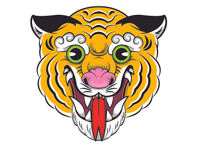 Japanese traditional tiger illustration japanese symmetry tattoo tiger traditional vector