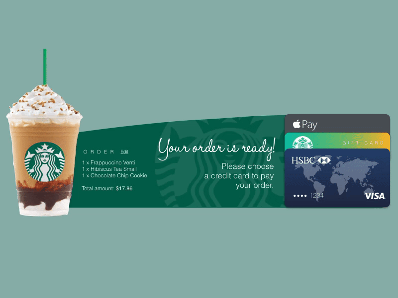 Credit Card Checkout animation card checkout credit credit card dailyui form pay payment starbucks ui wallet
