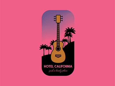 Hotel California Design gradient guitar logo hotel california logo logodesigns palm trees sunset the eagles vibrant vibrant colors