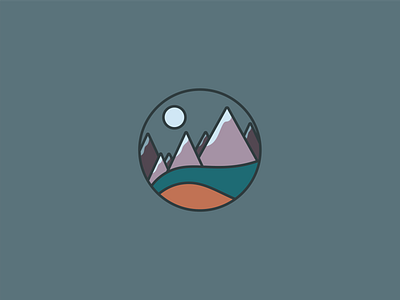 Dark Mountain Logo hiking logo logo logo design logo designs moon moonlight mountain logo mountain scene mountians outdoor logo