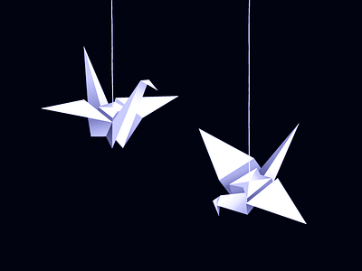 Paper Crane black and white gradient illustration monochromatic origami paper paper crane still life