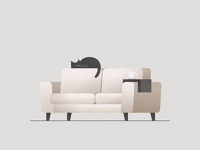 Cat Nap 💤- Vectober #7 animal cat coffee couch cup exhausted furniture inktober inktober2018 mug pet rest sleep sofa tired vectober