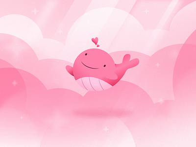 Tiny Floating Whale | Vectober #12 animal cartoon network clouds cute float heart inktober inktober 2018 pink sky space stars steven universe vectober whale