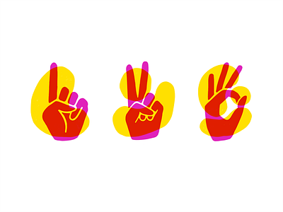 one two three emoji hand number okay one peace procreate risograph sign three two