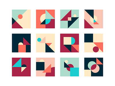 Combos abstract basic shapes branding color geometric minimal pattern valentines day