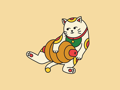 Lazy Cat asian bao bread dim sum hot dog illustration lucky cat sticker
