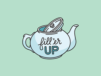 Fill'er Up asian beverage drink empty illustration refill sticker tea teapot