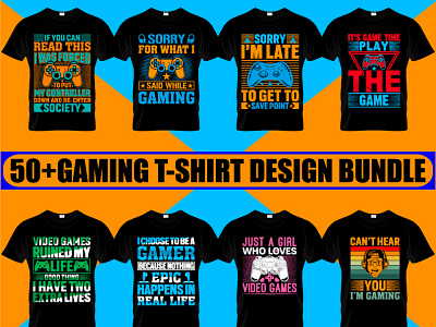 Gaming T-shirt design Bundle game lover game shirt gamer tshirt gaming t shirt design graphic design illustration typography vector