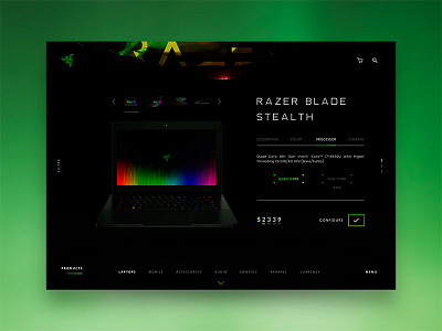 Razer Web Landing Page Pt. II design gaming landing page menu razer splash ui user interface ux web