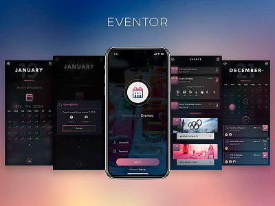 Eventor iOS Mobile App app calendar design event event planning ios mobile ui user interface