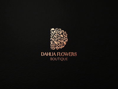 DAHLIA FLOWERS antique calligraphy luxury royal typemarklogo typography