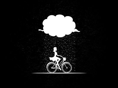 Girl with bicycle illustration bicycle black cloud design grid system icon illustration mark monogram negative space logo vector