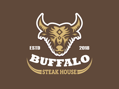 Buffalo Steak House animal animal logo badge branding buffalo bull logo bull mark grid grid system icon illustration logo logotype mark monogram sticker typography vector