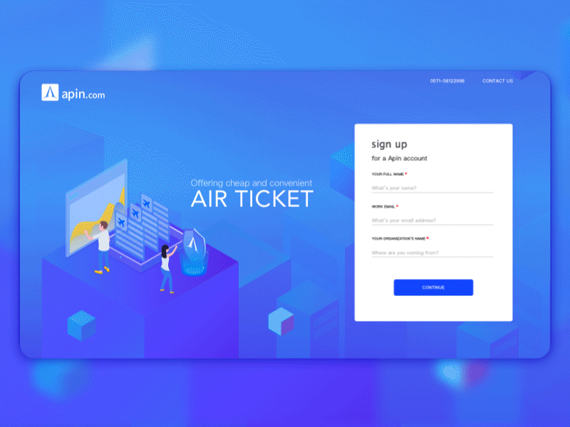 APIN- Scrolling Form Landing Page 2.5d air tickets analytics animation art browser gradient mobile scroll