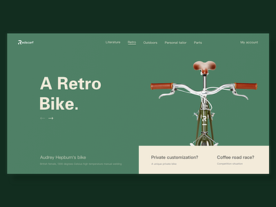 Bicycle web design art bicycle bike clean green literature minimal product ui vintage web website