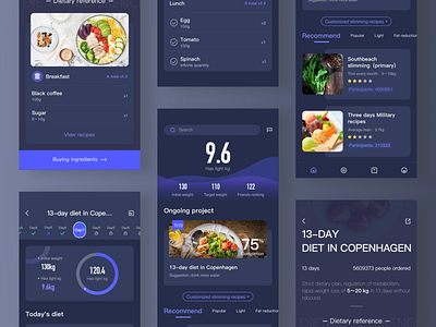 Weight loss recipe app3 app behance box clean dark delicious dribbble facebook food health icon integral ios number pure recipe app ui. ux webdesign weight loss