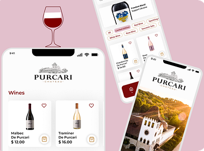 Purcari Wine App app design mobile typography ui ux