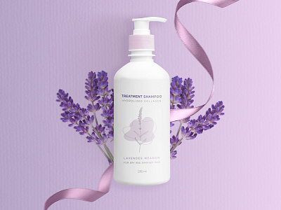 Package design for lavender shampoo graphic design package