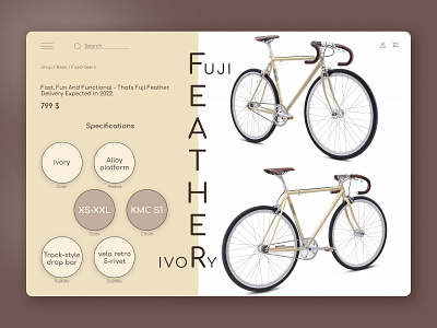 Fuji Feather bike app bike design store ui ux website