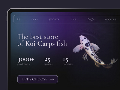 Koi Carps fish online-store fish illustration store ui ux website