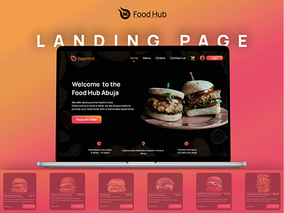 Landing Page Food Hub design graphic design typography ui