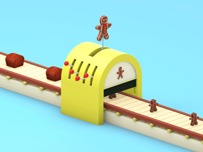 Machine: Part 03. Cookie 3d bread c4d cinema4d cookie gif gingerbread machine man motion present process