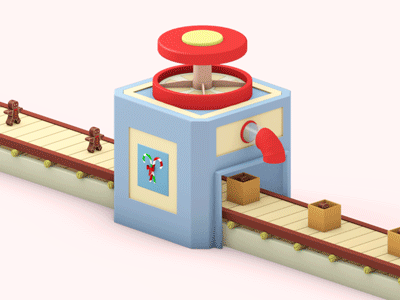 Machine: Part 04. CandyBox 3d box c4d candy cinema4d cookie gif gingerbread machine motion present process