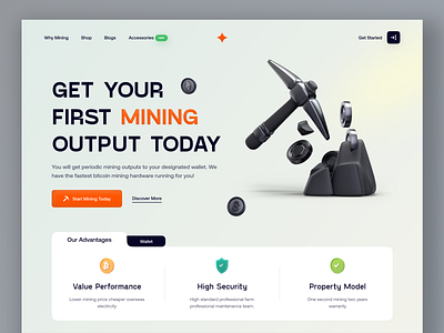 Crypto Mining Landing page concept.