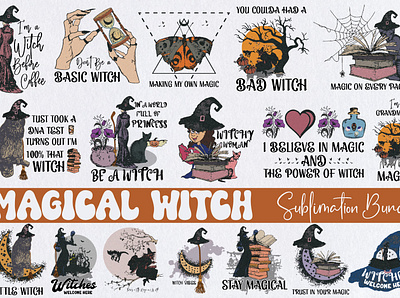 Magical Witch Sublimation Bundle 3d animation branding design graphic design illustration logo motion graphics ui ux vector