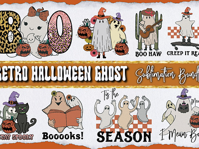 Retro Halloween Ghost Sublimation Bundle