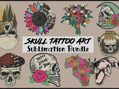 Skull Tattoo Art Sublimation Bundle