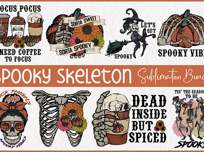 Spooky Skeleton Sublimation Bundle 3d animation branding design graphic design illustration logo motion graphics ui ux vector