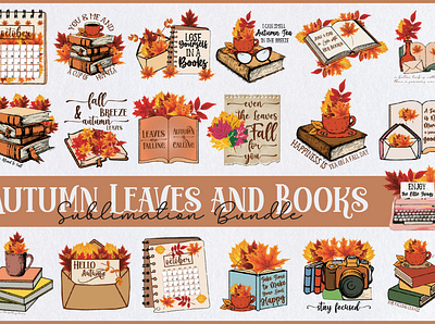 Autumn Leaves and Books Bundle 3d animation branding design graphic design illustration logo motion graphics ui ux vector