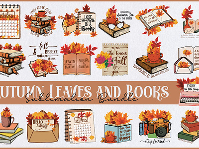 Autumn Leaves and Books Bundle