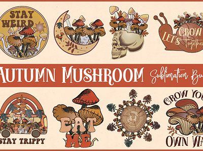 Autumn Mushroom Sublimation Bundle 3d animation branding design graphic design illustration logo motion graphics ui ux vector
