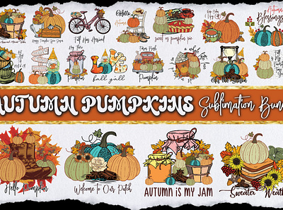 Autumn Pumpkins Sublimation Bundle 3d animation branding design graphic design illustration logo motion graphics ui ux vector