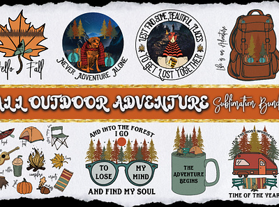 Fall Outdoor Adventure Sublimation Bundle 3d animation branding design graphic design illustration logo motion graphics ui ux vector