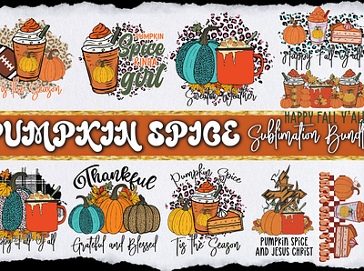 Pumpkin Spice Sublimation Bundle 3d animation branding design graphic design illustration logo motion graphics ui ux vector