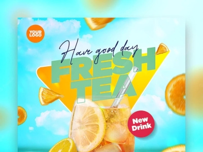 Modern bright dynamic ice tea beach social media instagram post artwork branding design graphic design inspiration layout promo social media template