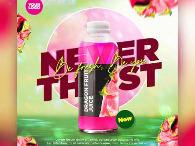 Modern bright dynamic dragon fruit juice social media instagram