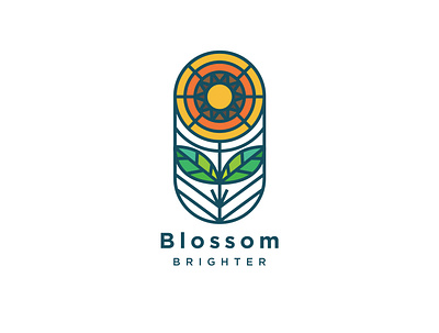 Flat Line Blossom Logo artwork design flat flat icon graphic design icon illustration inspiration logo sun sunflower vector