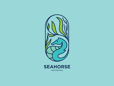 Seahorse Flat icon logo illustration