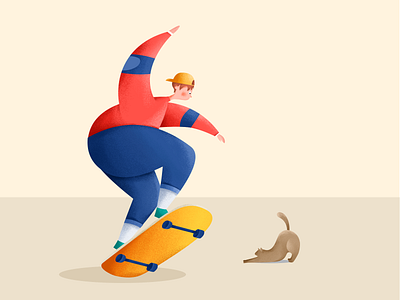 Skater Boy and His Cat draw illustration ui