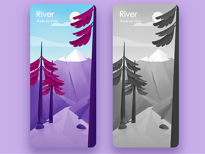 River app illustration mountain rivers ui view