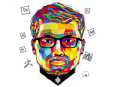 Colorful Selfie character colorful design digital drawing illustration man painting portrait selfie ulzii