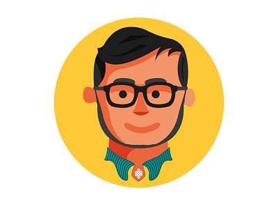 Flat illustration art avatar character design face flat icon illustration orange portrait selfportrait