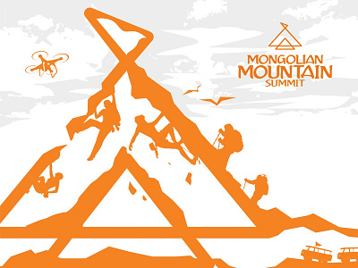Mountain Summit design illustration logo mountain poster summit triangle yellow