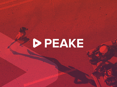 Peake Logo V.3 branding button gradient logo overlay photo play red running typography