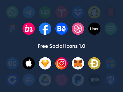 Free Social Icons branding design figma free freebie icon icons illustration logo sketch social svg ui